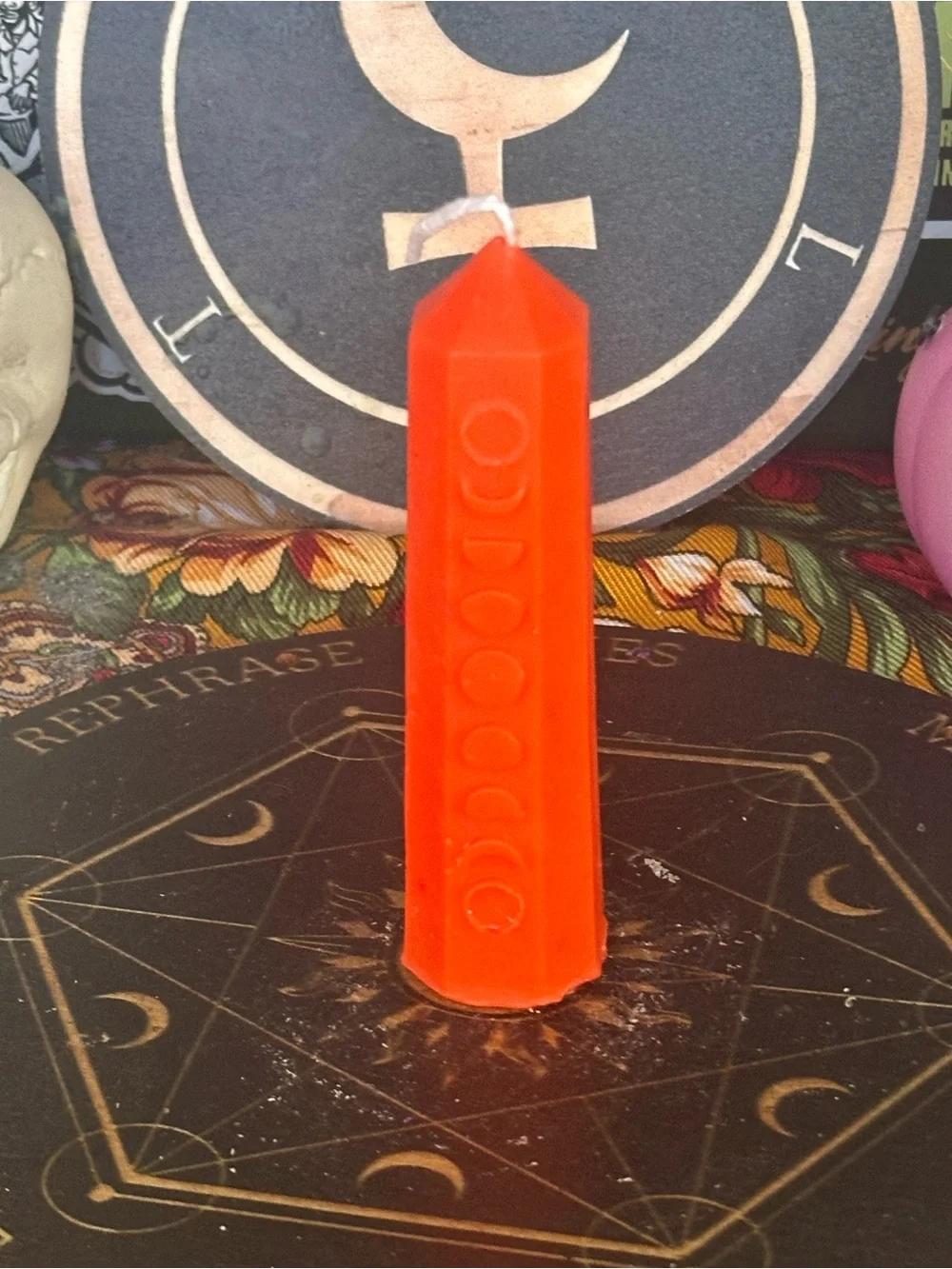 Orange Moon Phase Tower Candle